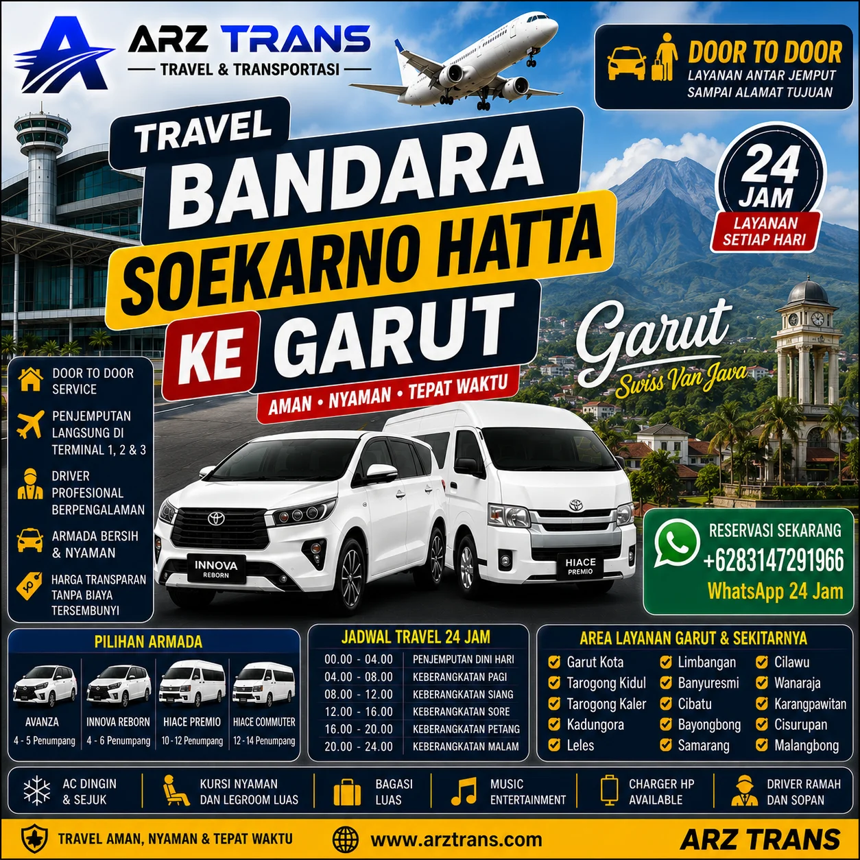 Armada Eksekutif Travel Bandara Soekarno Hatta Garut Door To Door ARZ Trans Wisata