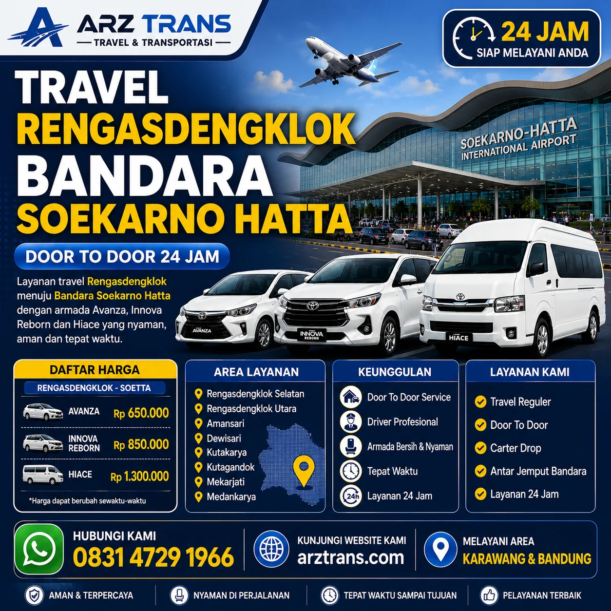 Travel Rengasdengklok Bandara Soekarno Hatta ARZ Trans