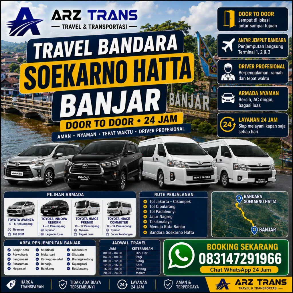 Travel Bandara Soekarno Hatta Banjar menggunakan Toyota Innova Reborn dan Toyota Hiace Premio bersama ARZ Trans.