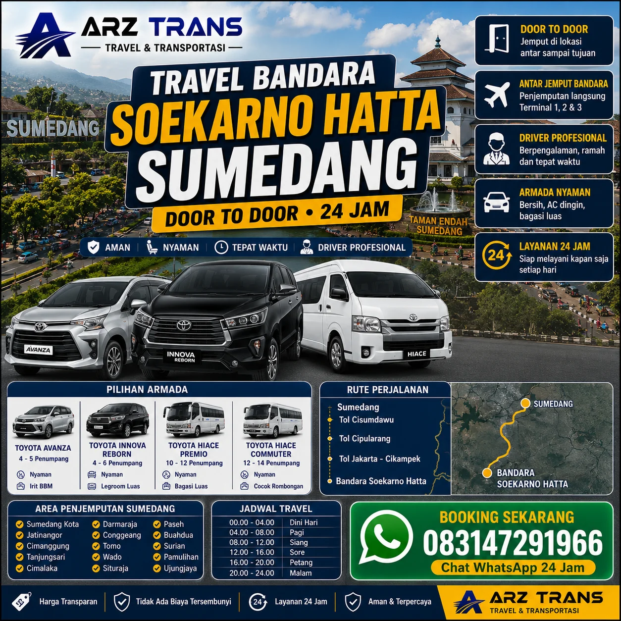 Armada Eksekutif Travel Bandara Soekarno Hatta Sumedang Door To Door ARZ Trans