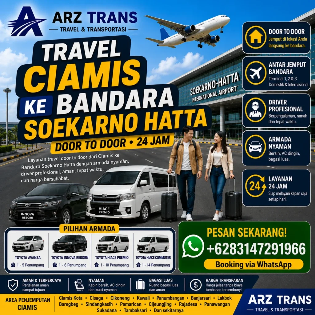 Travel Ciamis ke Bandara Soekarno Hatta menggunakan Toyota Innova Reborn dan Toyota Hiace Premio bersama ARZ Trans.