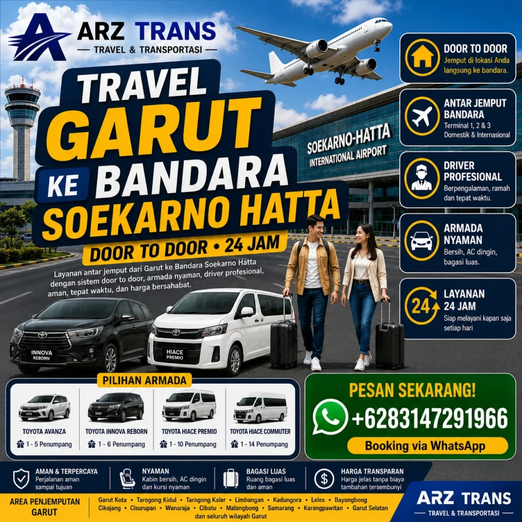 Travel Garut ke Bandara Soekarno Hatta menggunakan Toyota Innova Reborn dan Toyota Hiace Premio bersama ARZ Trans.