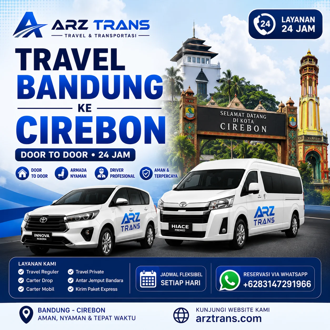Layanan eksklusif Travel Bandung Cirebon door to door 24 jam dengan armada nyaman ARZ Trans