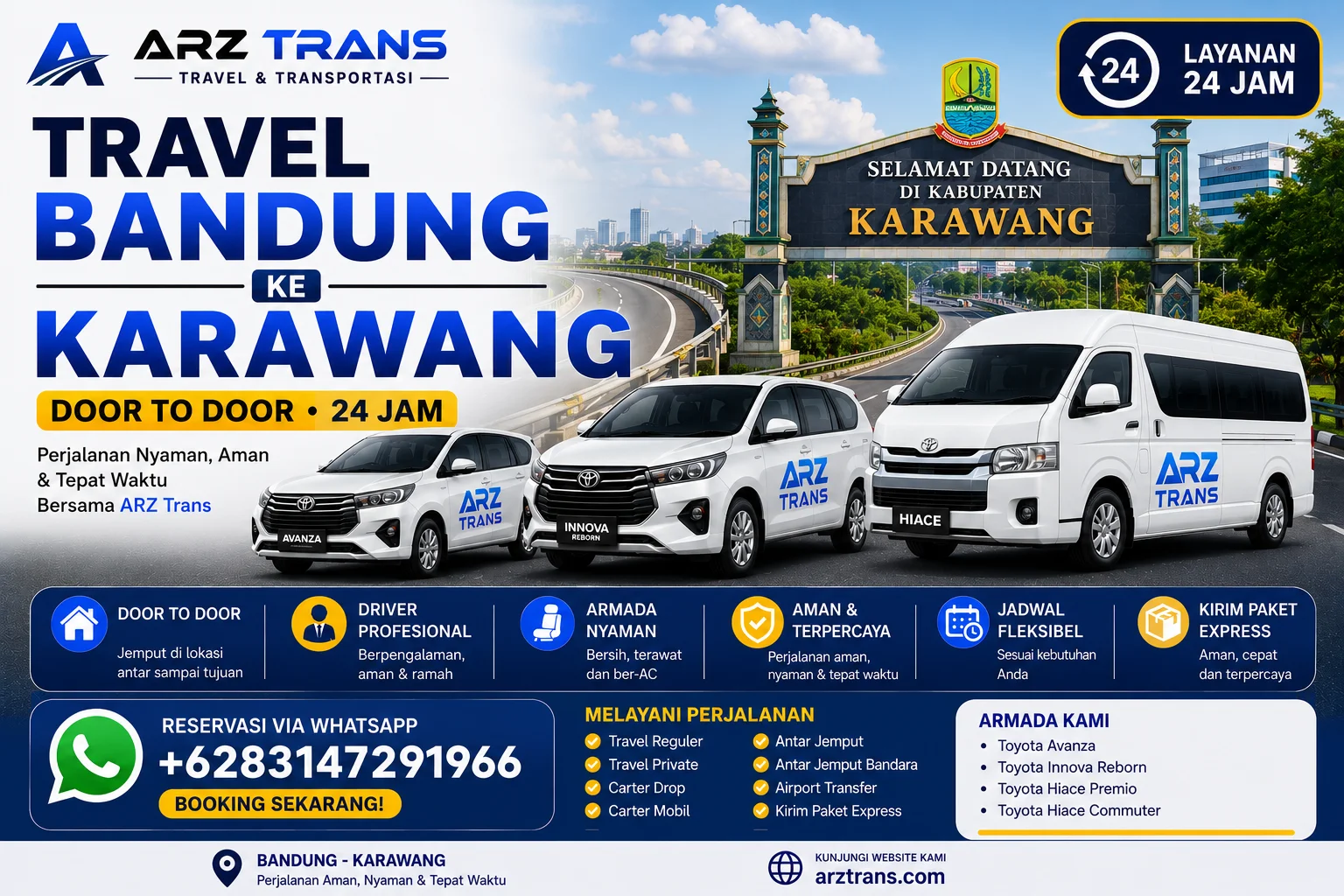 Travel Bandung ke Karawang door to door ARZ Trans