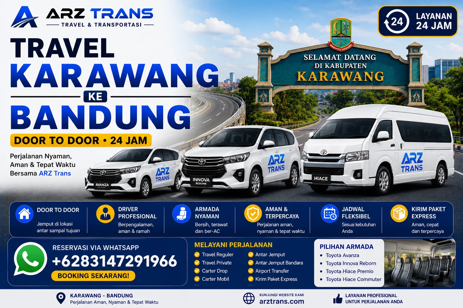 Travel Karawang ke Bandung door to door ARZ Trans